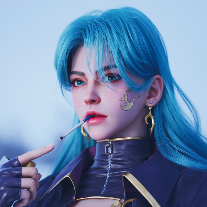 CGI（计算机生成图像） · 冬天 · 蓝发 1920x1922 #21gxvx