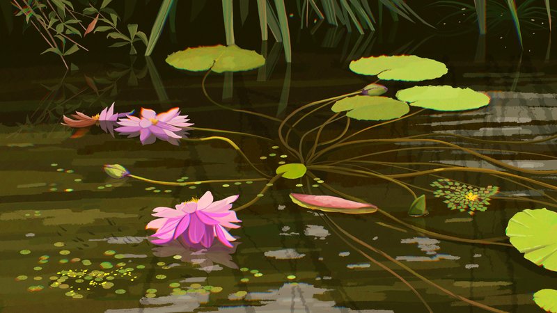 数字艺术 · 花朵 · 池塘 3840x2160 #e8z2xk