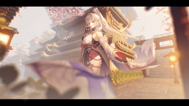 动漫女孩 · 树叶 · 树木 4096x2304 #k8jd9d
